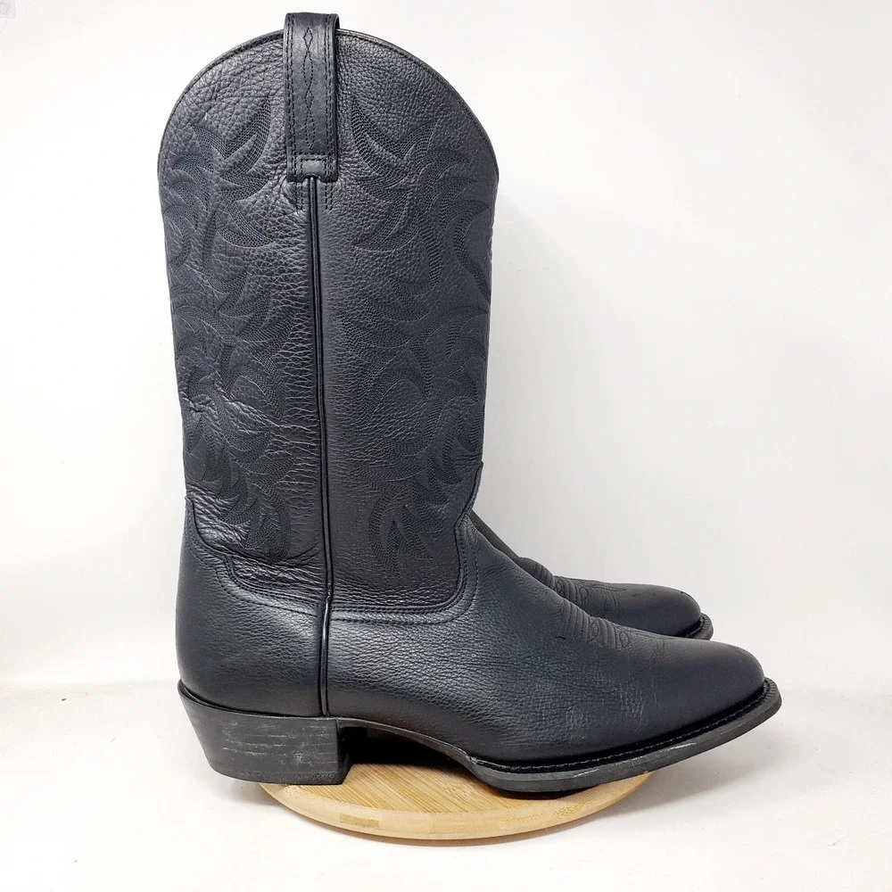 Ariat Heritage Boots Mens 13 D Black Leather Pull On R Toe Western Cowboy Shoes - Picture 3 of 15